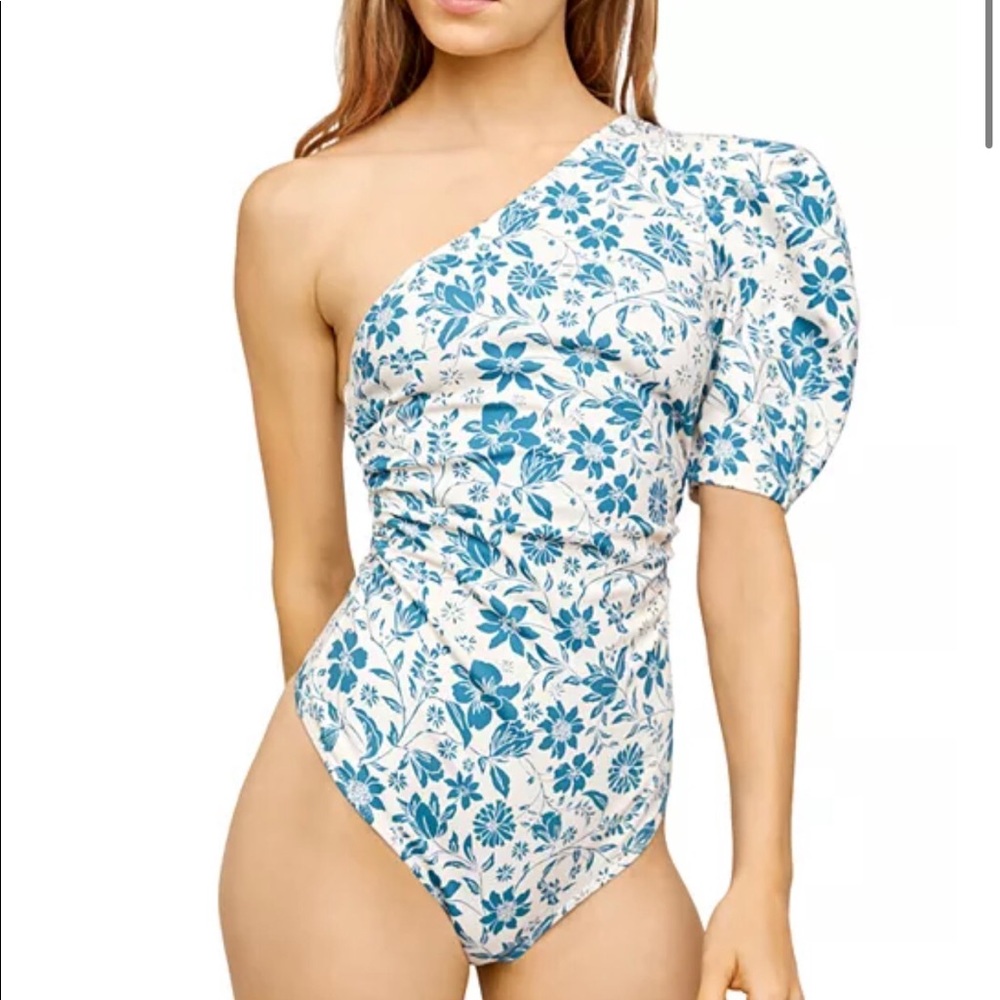 Free People one-shoulder floral bodysuit